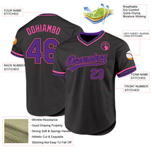 Laden Sie das Bild in den Galerie-Viewer, Custom Black Purple-Pink Authentic Throwback Baseball Jersey
