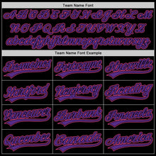 Load image into Gallery viewer, Custom Black Purple-Pink Authentic Throwback Baseball Jersey
