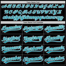 Загрузить изображение в средство просмотра галереи, Custom Black Teal-White Authentic Throwback Baseball Jersey
