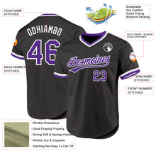 Laden Sie das Bild in den Galerie-Viewer, Custom Black Purple-White Authentic Throwback Baseball Jersey
