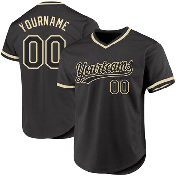 Custom Black Cream Authentic Throwback Baseball Jersey