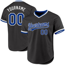 Load image into Gallery viewer, Custom Black Royal-White Authentic Throwback Baseball Jersey
