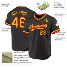 Load image into Gallery viewer, Custom Black Gold-Red Authentic Throwback Baseball Jersey

