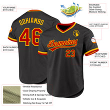 Load image into Gallery viewer, Custom Black Red-Gold Authentic Throwback Baseball Jersey
