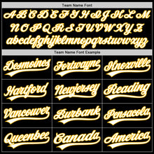 Laden Sie das Bild in den Galerie-Viewer, Custom Black White-Gold Authentic Throwback Baseball Jersey
