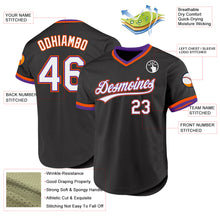 Load image into Gallery viewer, Custom Black Purple-Orange Authentic Throwback Baseball Jersey
