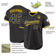 Load image into Gallery viewer, Custom Black Royal-Gold Authentic Throwback Baseball Jersey
