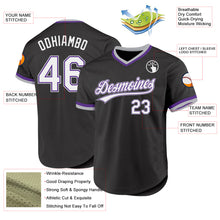 Load image into Gallery viewer, Custom Black Purple-Gray Authentic Throwback Baseball Jersey
