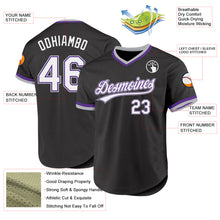 Laden Sie das Bild in den Galerie-Viewer, Custom Black Purple-Gray Authentic Throwback Baseball Jersey
