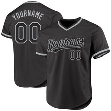 Load image into Gallery viewer, Custom Black Gray Authentic Throwback Baseball Jersey
