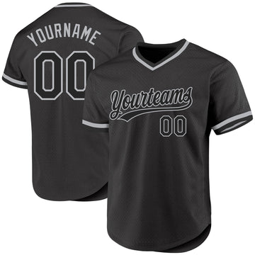 Custom Black Gray Authentic Throwback Baseball Jersey