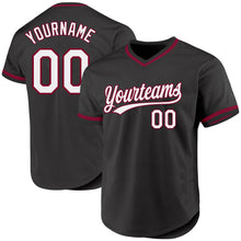 Load image into Gallery viewer, Custom Black White-Maroon Authentic Throwback Baseball Jersey
