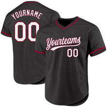 Laden Sie das Bild in den Galerie-Viewer, Custom Black White-Maroon Authentic Throwback Baseball Jersey
