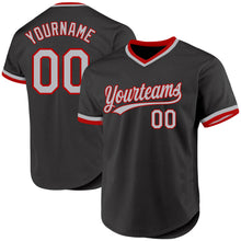 Laden Sie das Bild in den Galerie-Viewer, Custom Black Gray-Red Authentic Throwback Baseball Jersey
