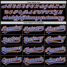Load image into Gallery viewer, Custom Black Royal-Orange Authentic Throwback Baseball Jersey
