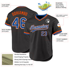 Load image into Gallery viewer, Custom Black Blue-Orange Authentic Throwback Baseball Jersey
