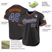 Laden Sie das Bild in den Galerie-Viewer, Custom Black Blue-Orange Authentic Throwback Baseball Jersey

