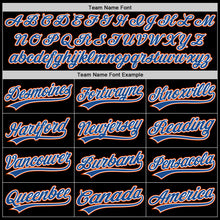 Load image into Gallery viewer, Custom Black Blue-Orange Authentic Throwback Baseball Jersey
