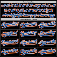 Laden Sie das Bild in den Galerie-Viewer, Custom Black Blue-Orange Authentic Throwback Baseball Jersey
