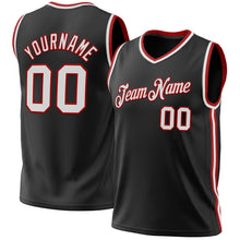 Laden Sie das Bild in den Galerie-Viewer, Custom Black White-Red Authentic Throwback Basketball Jersey
