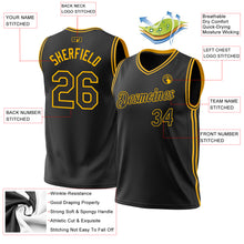 Load image into Gallery viewer, Custom Black Red Authentic Throwback Basketball Jersey
