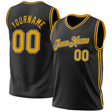 Laden Sie das Bild in den Galerie-Viewer, Custom Black Gold-White Authentic Throwback Basketball Jersey
