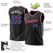 Загрузить изображение в средство просмотра галереи, Custom Black Royal-Red Authentic Throwback Basketball Jersey
