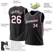 Load image into Gallery viewer, Custom Black Royal-Red Authentic Throwback Basketball Jersey
