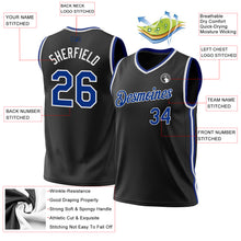 Загрузить изображение в средство просмотра галереи, Custom Black Royal-White Authentic Throwback Basketball Jersey
