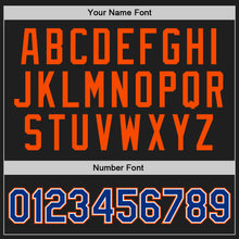 Load image into Gallery viewer, Custom Black Royal-Orange Authentic Throwback Basketball Jersey
