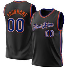 Laden Sie das Bild in den Galerie-Viewer, Custom Black Royal-Orange Authentic Throwback Basketball Jersey

