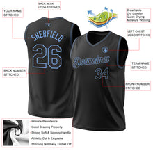 Загрузить изображение в средство просмотра галереи, Custom Black Light Blue Authentic Throwback Basketball Jersey
