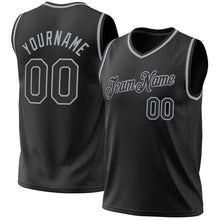 Загрузить изображение в средство просмотра галереи, Custom Black Gray Authentic Throwback Basketball Jersey
