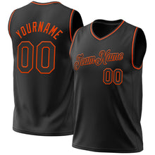 Load image into Gallery viewer, Custom Black Orange Authentic Throwback Basketball Jersey

