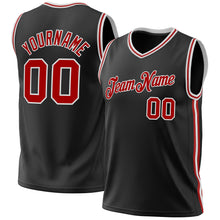 Laden Sie das Bild in den Galerie-Viewer, Custom Black Red-White Authentic Throwback Basketball Jersey
