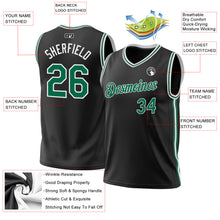 Load image into Gallery viewer, Custom Black Kelly Green-White Authentic Throwback Basketball Jersey

