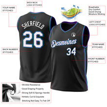 Load image into Gallery viewer, Custom Black Purple-Teal Authentic Throwback Basketball Jersey
