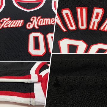 Custom Black White-Maroon Authentic Throwback Basketball Jersey