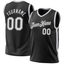 Laden Sie das Bild in den Galerie-Viewer, Custom Black White-Gray Authentic Throwback Basketball Jersey
