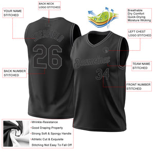 Custom Black Steel Gray Authentic Throwback Basketball Jersey