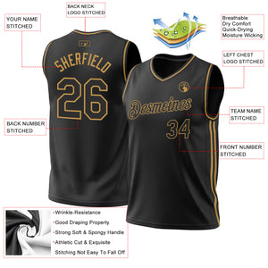 Custom Black Old Gold Authentic Throwback Basketball Jersey