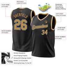 Load image into Gallery viewer, Custom Black Old Gold-White Authentic Throwback Basketball Jersey
