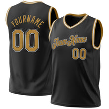 Laden Sie das Bild in den Galerie-Viewer, Custom Black Old Gold-White Authentic Throwback Basketball Jersey
