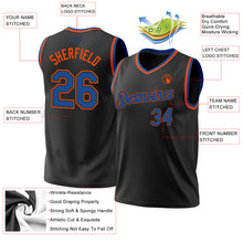 Laden Sie das Bild in den Galerie-Viewer, Custom Black Blue-Orange Authentic Throwback Basketball Jersey

