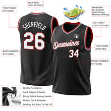 Load image into Gallery viewer, Custom Black Gray-Red Authentic Throwback Basketball Jersey
