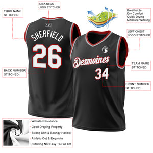 Custom Black Gray-Red Authentic Throwback Basketball Jersey
