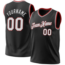 Laden Sie das Bild in den Galerie-Viewer, Custom Black Gray-Red Authentic Throwback Basketball Jersey
