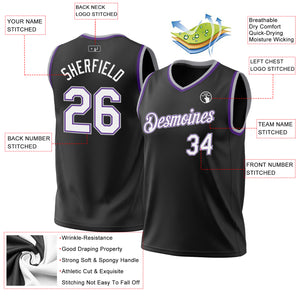 Custom Black Purple-Gray Authentic Throwback Basketball Jersey