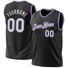 Load image into Gallery viewer, Custom Black Purple-Gray Authentic Throwback Basketball Jersey
