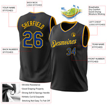 Загрузить изображение в средство просмотра галереи, Custom Black Royal-Gold Authentic Throwback Basketball Jersey
